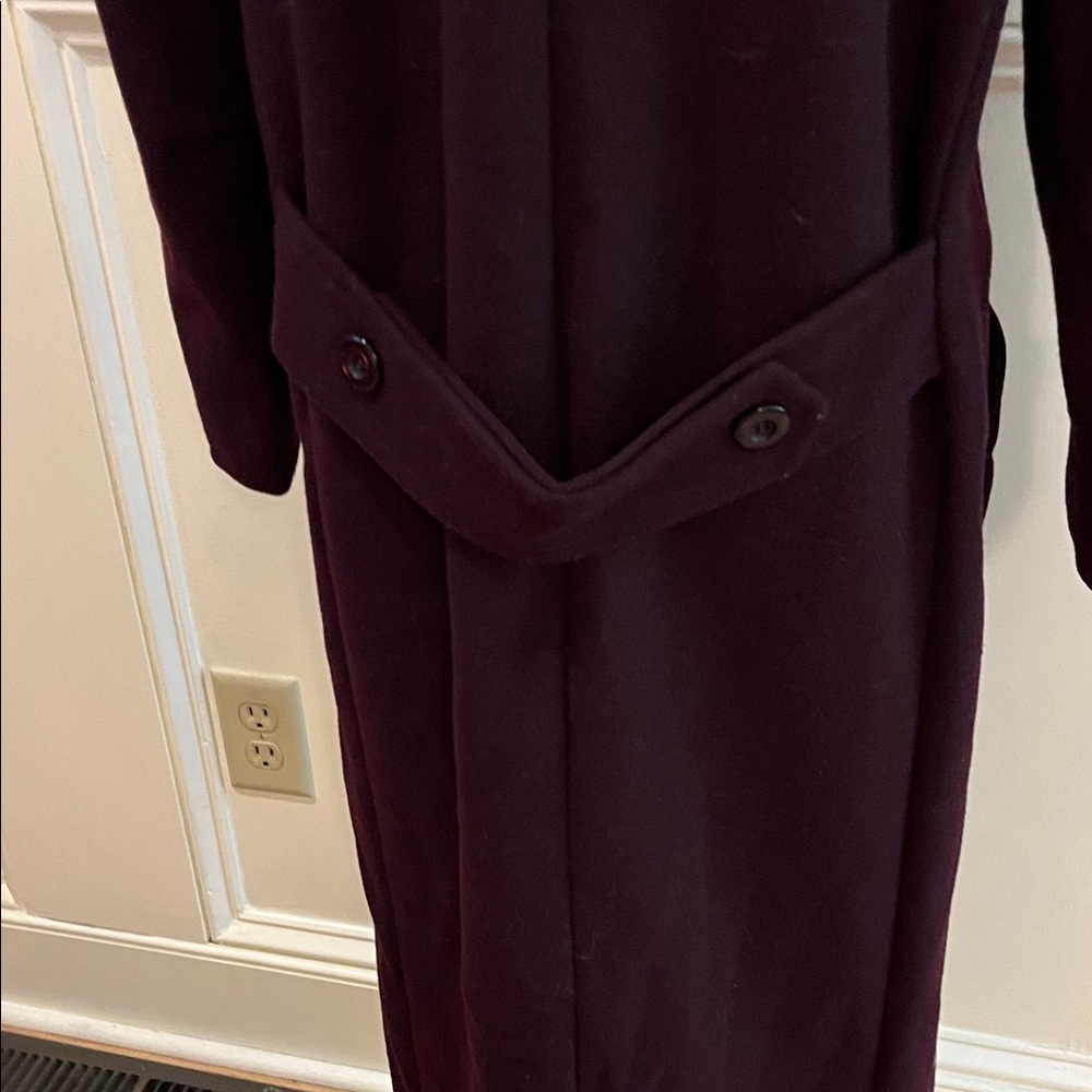 Chic Women's Double-Breasted Wool Coat - Deep Purple - Picture 8 of 11